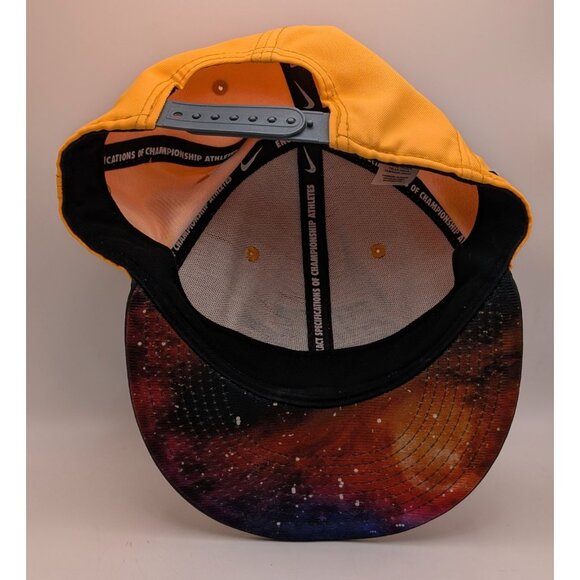 Nike Air Swoosh Orange Galaxy Black Flatbill Snapback Hat Nike True Adult Cap - Picture 4 of 5